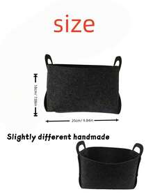 1pc Felt  Storage Basket, Pet Supplies Felt Storage Bin, Keep Your Home Neat & Tidy - Black - View 7
