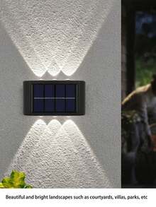 1PC/2PCS Solar Powered Wall Light With 8/10LED, Royal Castle Design, For Villa Outdoor Landscape, Waterproof Ambience Wall Decoration For Terrace And Patio, Up & Down Lighting Garden Decor - Multicolor - Ver 8