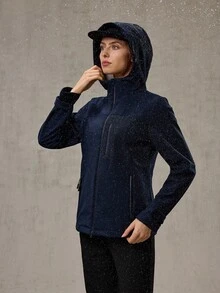 OutZeal 女士防水保暖内衬拉链口袋修身户外冲锋衣秋冬款 G21徒步露营 - 藏蓝色 - 查看 10