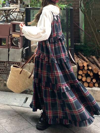 FRIFUL 女士格子极简吊带连衣裙 夏季女装