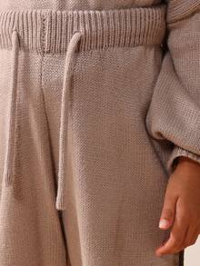 SUMWON Toddler Boys Knitted Sweater And Jogger Co Ord Set With Letter Print For Casual Everyday Wear