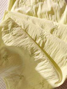 Comfortcana 黄色刺绣梭织女式宽松运动裤，带蝴蝶结装饰 - 黃色 - 查看 6