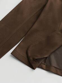 GlowEve 标准尺寸女式修身花卉装饰西装外套 + 直筒裤套装 - 棕色 - 查看 7