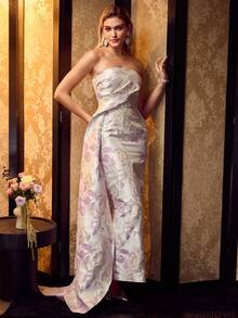 MOTF Soiréza WOMEN'S JACQUARD ASYMMETRICAL HEM TUBE DRESS - Multicolor - View 6