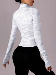 SHEIN Sovereign Charm Women Printed Zip Up Long Sleeve Sports Jacket - Multicolor - View 2