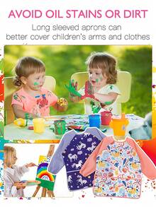 1/2pcs Kids Art Smocks Dinosaur Painting Apron For Children Waterproof Artist Smock With Long Sleeve And 3 Pockets For Age 3-8 Years - Multicolor - View 5