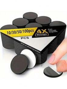 磁性圆点 - 自粘磁铁 (0.8" X 0.8") 剥离粘贴圆形工业柔性粘性磁铁片，可替代方块、贴纸、条状和胶带 (5/10/15/20/25/30/35/40/50/100 个) - 黑色 - 查看 1