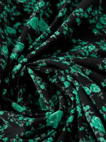 EMERY ROSE 大码女式长袖 V 领休闲优雅连衣裙，春秋季长款女装 - 綠色 - 查看 5