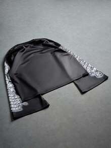 PAVTROS 男士街头风格长袖T恤，数码印花天使吹泡泡糖图案 - 深灰色 - 查看 4