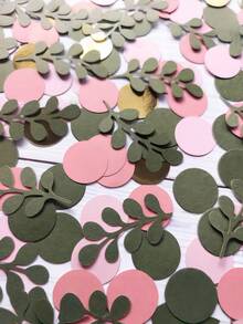 100Pcs Mixed Party Confetti Natural Table Scatter, Country Wedding Bridal Shower Decor, Graduation Birthday Party Supplies, Classroom Activity Ins Style Water Color Paper, Creative Craft Materials For Holidays Celebration - Pink round - View 7