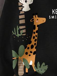 卡通动物、动物园图案男婴休闲宽松舒适柔软针织卫衣，适合秋冬季穿着 - 彩色 - 查看 7