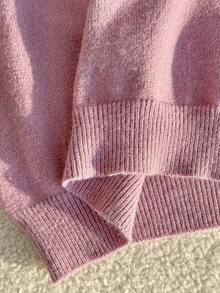 Genkimix Kids 少女梅红色 V 领插肩袖毛衣 - 紫色 - 查看 10