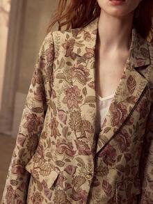 MOTF FLORAL PRINT SINGLE BUTTON BLAZER - Apricot - View 3