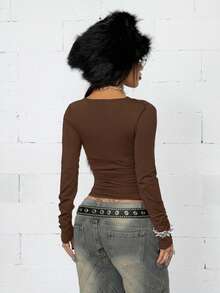 Coolane Conjunto de dos piezas de top tubo con remaches y camiseta de cuello de capucha, atuendo casual de festival de estilo Y2K para mujer, apto para otoño/todo el año