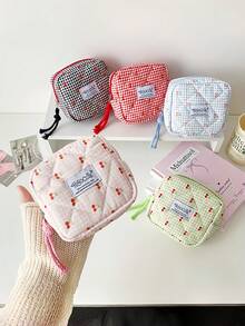 樱桃图案多功能收纳包 - 口红、卫生巾、耳机旅行收纳包 - 彩色 - 查看 2