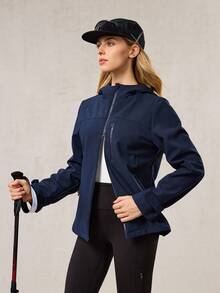 OutZeal 女士防水保暖内衬拉链口袋修身户外冲锋衣秋冬款 G21徒步露营 - 藏蓝色 - 查看 7