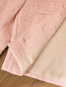 Revavyn Áo khoác vải tuýt thanh lịch với chất liệu vải chỉ bạc, trang trí túi, thiết kế đa năng dành cho nữ - Hồng - Xem 7