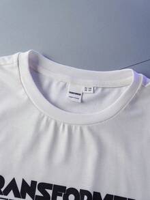 Transformers X SHEIN 青少年男孩夏季休闲机器人印花圆领短袖T恤和格纹短裤 - 彩色 - 查看 6