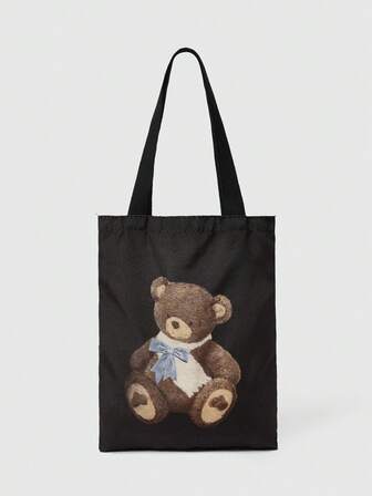 Kawaii Borsa a tracolla riutilizzabile in tela con stampa all-over a motivo di occhi/luna/stelle, design adatto per lo shopping