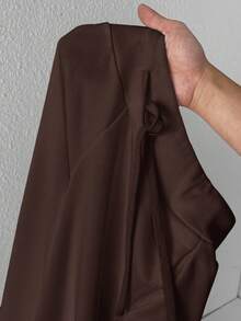 SHEIN PETITE 舒适休闲纯色针织低腰阔腿女式运动裤 - 巧克力棕 - 查看 8