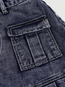 ROMWE Grunge Punk 口袋褶皺搭扣牛仔裙