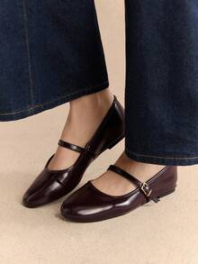 Rosivie 法式优雅通勤圆头系带编织平底女鞋 - 巧克力棕 - 查看 8