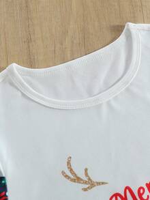 Bộ đồ ngủ 2 món gồm áo dài tay ôm sát và quần legging theo chủ đề Giáng sinh dành cho bé gái - Nhiều màu - Xem 3