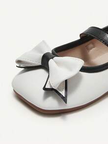 Cozy Pixies 1 Pair Girls' Cute & Fashionable Oversized Bow Mary Jane Shoes, Ideal For Stage, Wedding, Party, Daily Wear, Princess/Preppy Style, Flat Baby Shoes - White - View 8