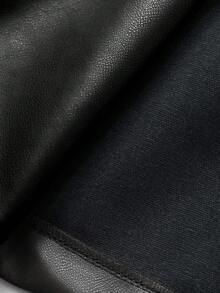 Livesso 新款秋冬宽松休闲加厚优雅装饰PU长款女式外套皮夹克女式大衣 - 黑色 - 查看 9