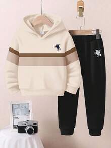 Set de 2 sudaderas con capucha de ajuste holgado y casual para niños, adecuadas para otoño/invierno - Multicolor - Ver 2