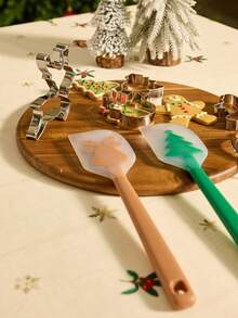 Cirelle Juego de 1 pieza de cortador de galletas y espátula de silicona de acero inoxidable con diseño de árbol de Navidad - Molde para hornear galletas DIY - Multicolor - Ver 2