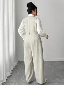 SHEIN Elenzya Large-Sized Woven Commuter Style Autumn Jumpsuits - Apricot - View 2