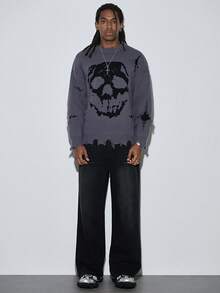Modcrash 1pc Loose Fit Casual Baggy Boyfriend-Style Jeans, Versatile Couple Style Spring To Summer , Retro American, Unisex, Relaxed Fit Summer Outfits – Suitable For Everyday Wear And Summer Holiday Outfits. - Black - View 4