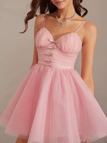 Enchnt Rochie mini romantică roz, de prințesă, cu papion, perfectă pentru toamnă și iarnă. Elegantă și stilată, este potrivită pentru petreceri, întâlniri, sărbători, absolviri, nunți, ieșiri în oraș, Halloween, Crăciun și alte ocazii. Potrivită și pentru ținute de toamnă, costume de toamnă, carnavaluri, ținute de Revelion, rochii de bal și fuste de balet. - Roz - Vizualizare 5