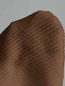 SHEIN Unity 女式纯色长袖纽扣设计修身休闲罗纹毛衣，秋冬 - 棕色 - 查看 6