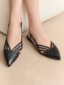 Rosivie Giày bệt mũi nhọn thiết kế khoét lỗ thông thường dành cho nữ - màu đen - Xem 3