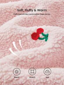 LUVLETTE 冬季基础款柔软保暖女式圆领套头衫长袖长裤睡衣家居服两件套粉色樱桃图案圣诞节新年睡衣款式 2025 - 粉色 - 查看 3