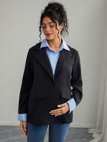 SHEIN Casual Loose Blazer Jacket - Black - View 7