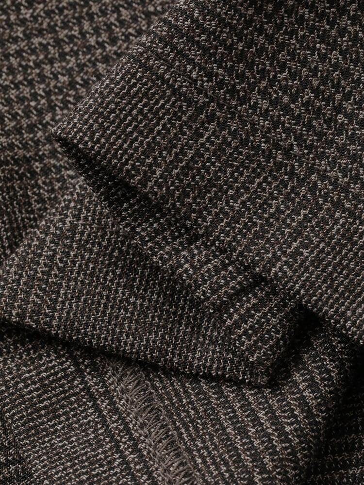 Men's Autumn Elastic Waist Pleated Design Loose Fit Dark Grey Suit Pants
