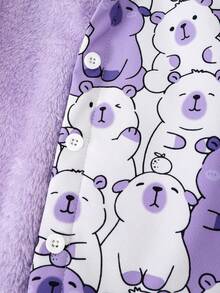 SHEIN Áo khoác lông cừu có mũ họa tiết hoạt hình cho bé gái, ấm áp cho mùa thu/đông - Nhiều màu - Xem 7