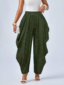 SOLERSUN Women's Fashion Loose Khaki Pleated Pocket Pants - Army Green - View 6