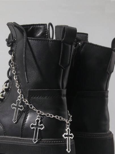 1pc Gothic Personalized Hollow Cross Punk Rock Shoe Decor, Bag Pendant