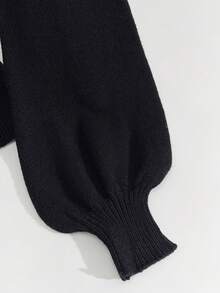 GlowEve 女士修身针织毛衣，百搭优雅，秋冬 - 黑色 - 查看 5