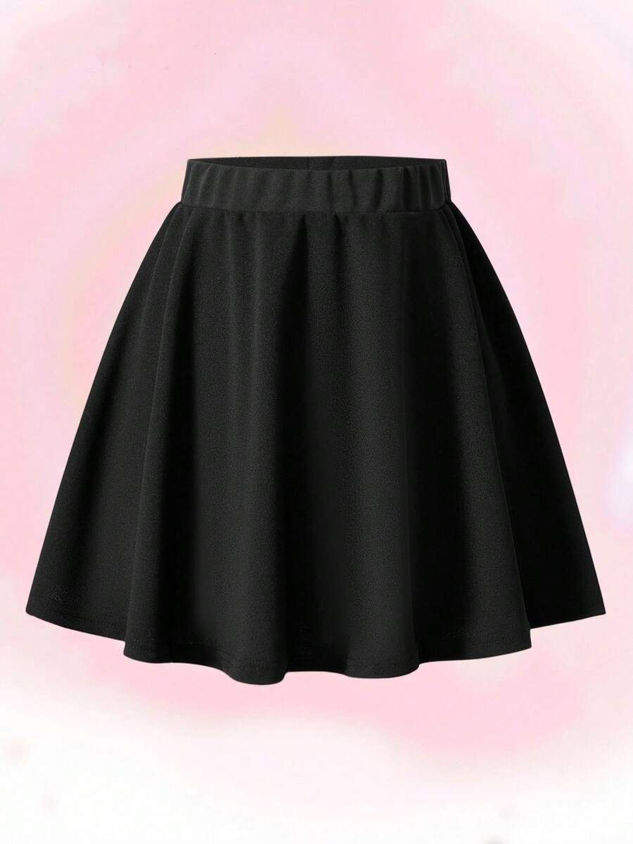 Tween Girl Casual All-Match Versatile Commuter College Ladies Urban Knitted A-Line Lace Skirt
