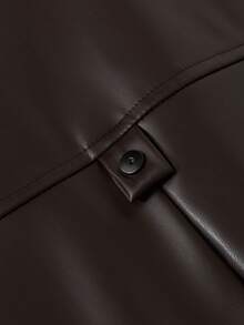 Manfinity Hypemode 男士纯色长袖拉链休闲夹克，棕色，街头风，秋冬款 - 咖啡棕 - 查看 4