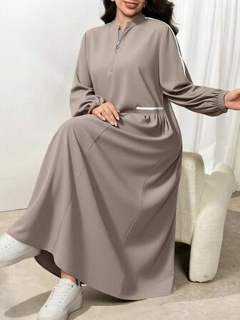 Modelyn 秋冬新款立领长袖收腰修身连衣裙