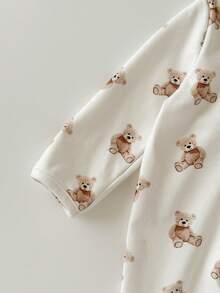 Newborn Baby Girl Cute Casual Knit Cartoon Pattern Striped Long Sleeve Romper