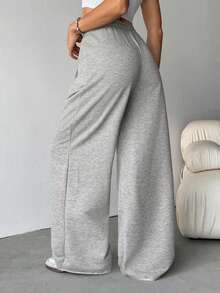 SHEIN Tall Women's Fall Streetwear Fashion Casual Vintage Corduroy Textured Long Baggy Pants,Thanksgiving Gray Casual Sports Pants With Loose Style, Suitable For Sports And Leisure - Grey - View 2