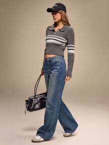 Hanevo Suéter de punto de ajuste ceñido casual para mujer, minimalista y versátil, para otoño/invierno