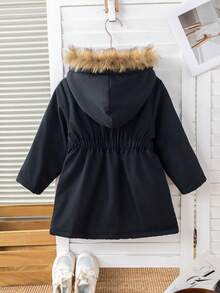 SHEIN 少女纯色休闲保暖连帽外套，秋冬 - 彩色 - 查看 10